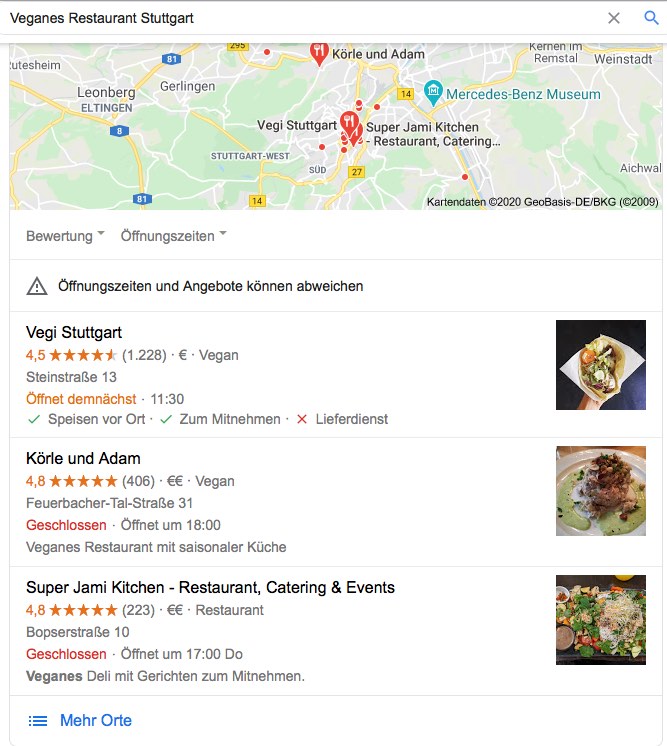 SEO für Restaurants / Maps