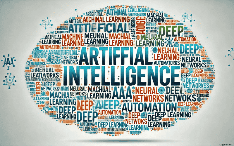 Schlagwortwolke mit Begriffen zu Artiffial Intelligence - Künstliche Intelligenz